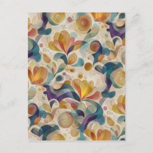 Boho Abstract Watercolor Floral Swirl Gold Türkis  Feiertagspostkarte