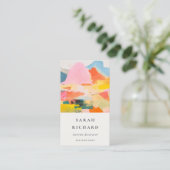 Boho-Abstracte Berglandschaft Rosa Blau Orange Visitenkarte (Stehend Vorderseite)