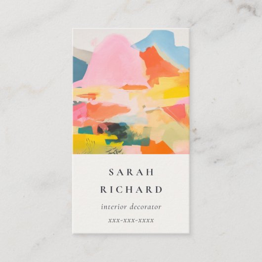 Boho-Abstracte Berglandschaft Rosa Blau Orange Visitenkarte (Vorderseite)