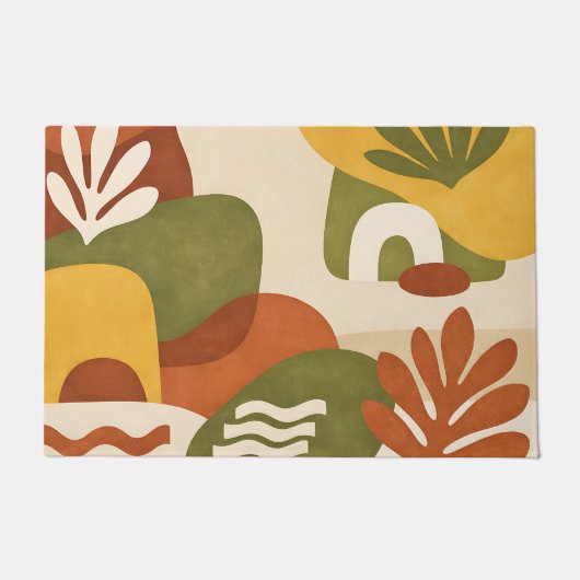 Boho-Abstracte Botanische Kunst Fußmatte (Vorderseite)