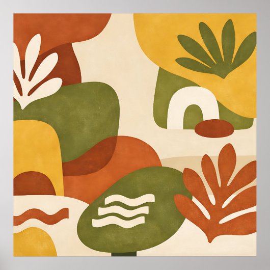 Boho-Abstracte Botanische Kunst Poster (Vorne)