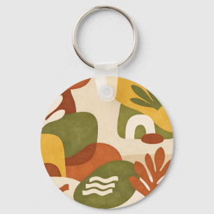 Boho-Abstracte Botanische Kunst Schlüsselanhänger