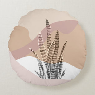 Boho-Abstracte moderne Sukkulente Rundes Kissen