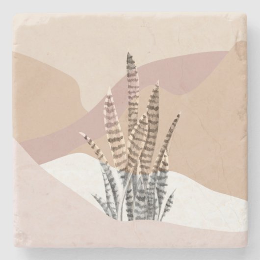 Boho-Abstracte moderne Sukkulente Steinuntersetzer (Vorderseite)