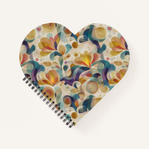 Boho-Abstractes Wasserfarben-Blumen-Swirbel Gold T Notizblock