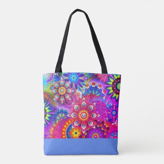 Boho Abstrakt Blume Design Tasche (Rückseite)