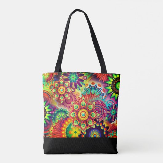 Boho Abstrakt Blume Tasche (Rückseite)