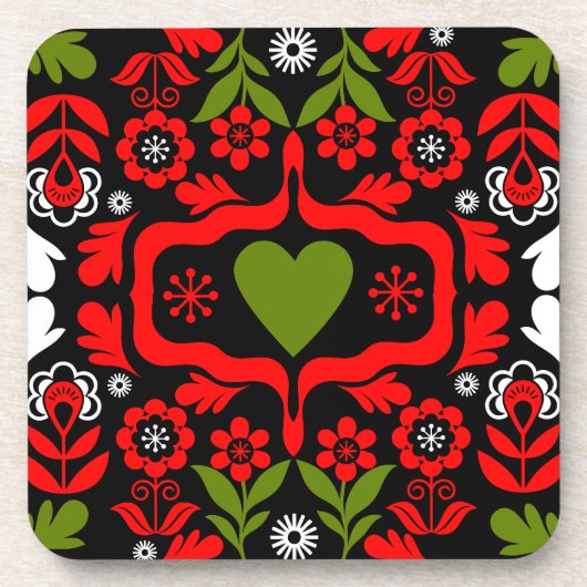Boho-Abstrakt-Blumen-Volkskunst Getränkeuntersetzer (Vorderseite)