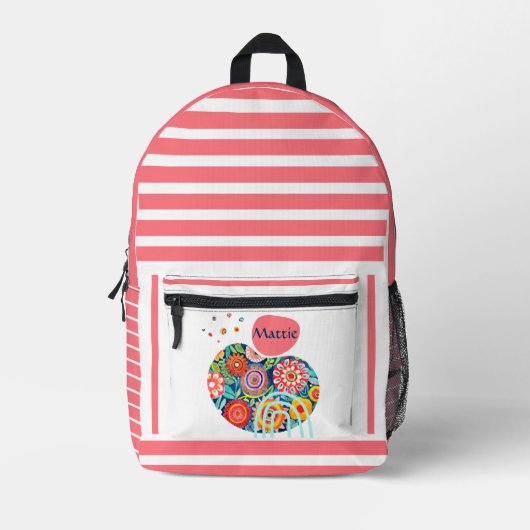 Boho abstrakt Blumendesign Bedruckter Rucksack (Vorderseite)