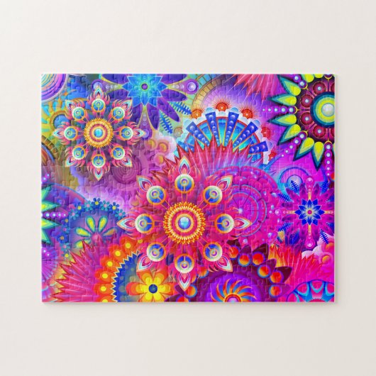 Boho abstrakt blumenfarben puzzle (Horizontal)
