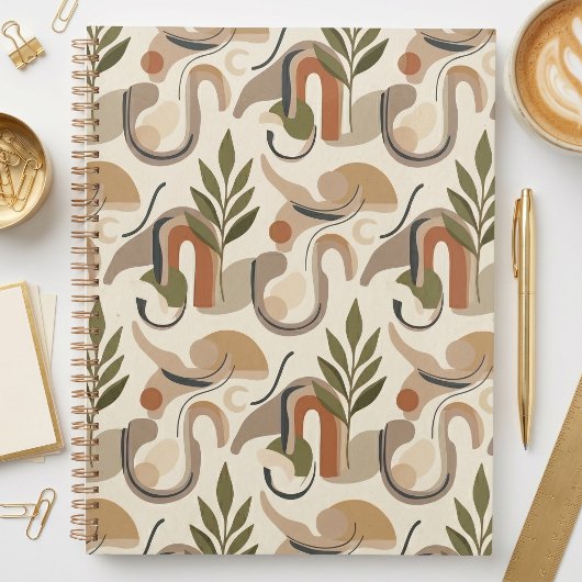 Boho Abstrakt Botanischer Notizbuchcover Hintergru Planer