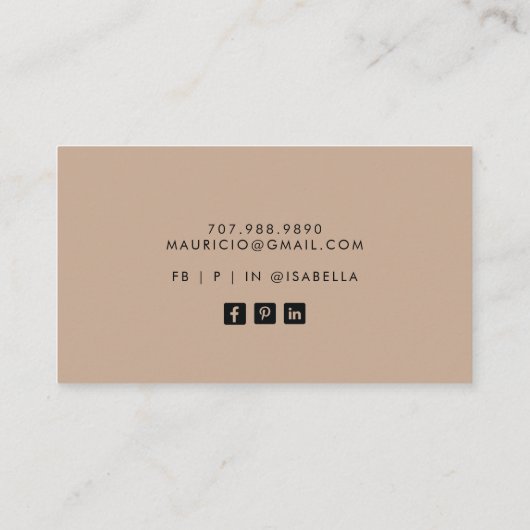 Boho Abstrakt Brown Grey Calling Card Visitenkarte (Rückseite)