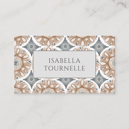 Boho Abstrakt Brown Grey Calling Card Visitenkarte (Vorderseite)