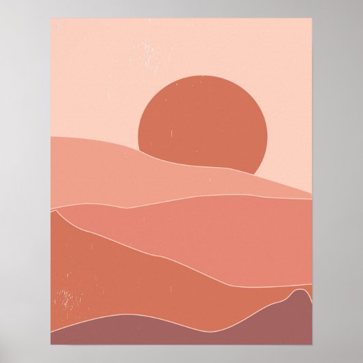 Boho Abstrakt Burnt Orange SunsetPrint Poster (Vorne)