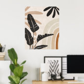 Boho Abstrakt Earth Tone Blätter und Rainbow Poste Poster (Heimbüro)