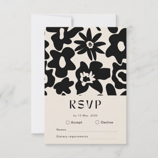 Boho Abstrakt Floral Wedding RSVP (Vorderseite)