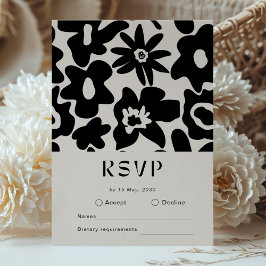 Boho Abstrakt Floral Wedding RSVP Karte