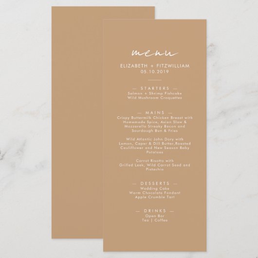 Boho Abstrakt | Gentle Fawn Wedding Dinner Menükarte (Vorne/Hinten)