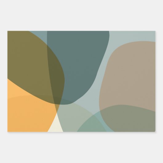 Boho Abstrakt geometrische Formen Blau und Gelb Geschenkpapier Set (Vorderseite)