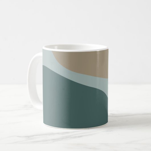 Boho Abstrakt geometrische Formen Blau und Gelb Kaffeetasse (Vorderseite Links)