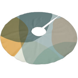 Boho Abstrakt geometrische Formen Blau und Gelb Polyester Weihnachtsbaumdecke