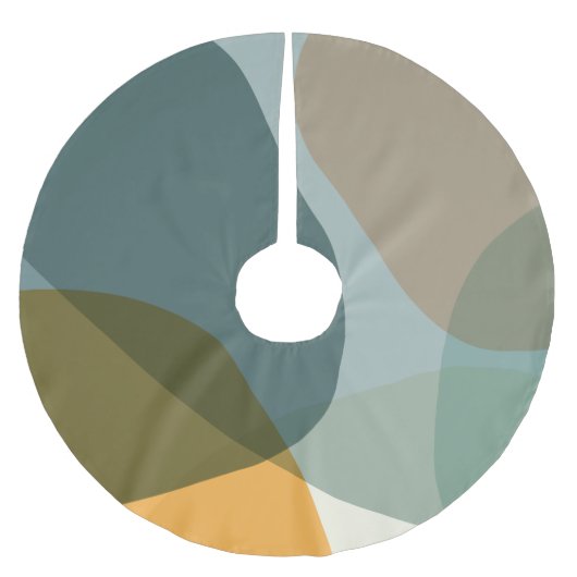 Boho Abstrakt geometrische Formen Blau und Gelb Polyester Weihnachtsbaumdecke (Vorderseite)