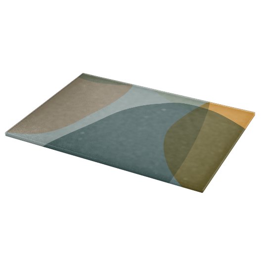 Boho Abstrakt geometrische Formen Blau und Gelb Schneidebrett (Ecke)