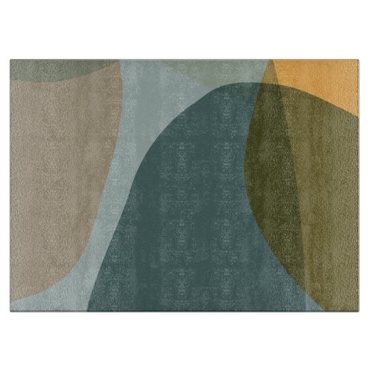 Boho Abstrakt geometrische Formen Blau und Gelb Schneidebrett (Vorderseite)