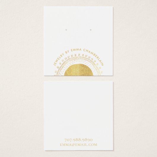 Boho Abstrakt Gold Circle Earring Display Card (Vorne & Hinten)