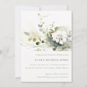 Boho Abstrakt Green White Floral Brautparty Einladung (Vorderseite)