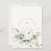 Boho Abstrakt Green White Floral Probe Dinner Einladung (Rückseite)