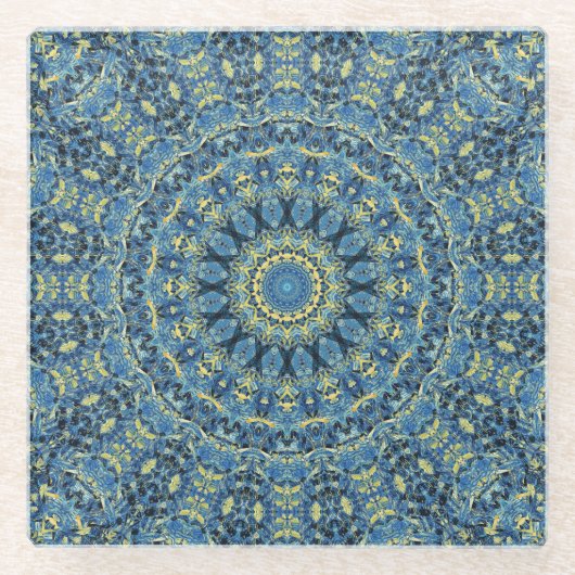 Boho Abstrakt Groovy Van Gogh Starry Night Mandala Glasuntersetzer (Vorderseite)