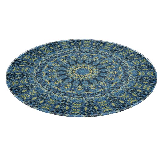 Boho Abstrakt Groovy Van Gogh Starry Night Mandala Schneidebrett (Ecke)