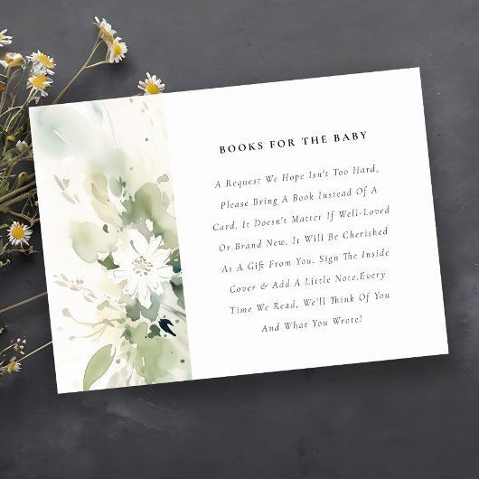 Boho Abstrakt grüne Blumenbücher für Babydusche Begleitkarte