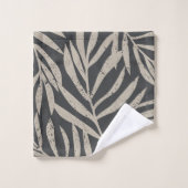 Boho Abstrakt Grunge Palm Blätter Muster Badhandtuch Set (Waschlappen)