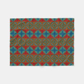 Boho Abstrakt Hippie Cool Red Blue Ethnic Trippy Fleecedecke (Vorderseite (Horizontal))