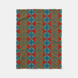 Boho Abstrakt Hippie Cool Red Blue Ethnic Trippy Fleecedecke