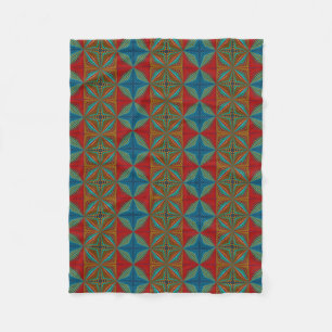 Boho Abstrakt Hippie Cool Red Blue Ethnic Trippy Fleecedecke