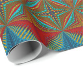 Boho Abstrakt Hippie Cool Red Blue Ethnic Trippy Geschenkpapier (Rolleneckpunkt)