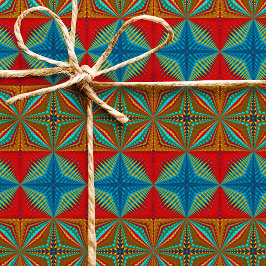 Boho Abstrakt Hippie Cool Red Blue Ethnic Trippy Geschenkpapier