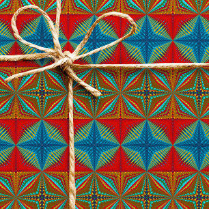 Boho Abstrakt Hippie Cool Red Blue Ethnic Trippy Geschenkpapier