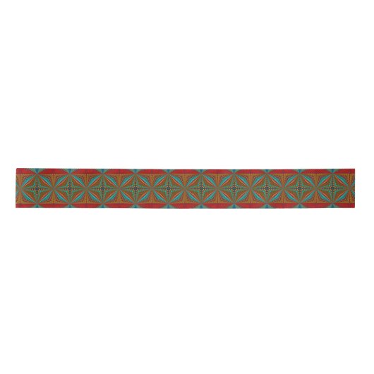 Boho Abstrakt Hippie Cool Red Blue Ethnic Trippy Satinband (Vorderseite)