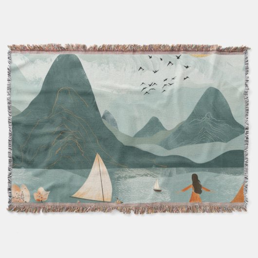Boho Abstrakt Landschaft (11) Decke (Vorderseite)