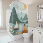 Boho Abstrakt Landschaft (11) Duschvorhang (Beispiel)