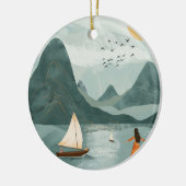 Boho Abstrakt Landschaft (11) Keramik Ornament (Links)