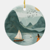 Boho Abstrakt Landschaft (11) Keramik Ornament (Hinten)