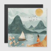 Boho Abstrakt Landschaft (11) Magnetkarte (Vorne/Hinten)