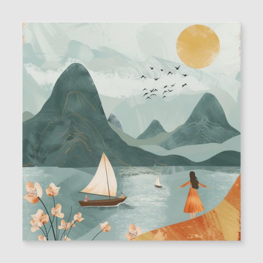 Boho Abstrakt Landschaft (11) Magnetkarte (Vorderseite)