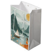 Boho Abstrakt Landschaft (11) Mittlere Geschenktüte (Vorderseite Schrägansicht)