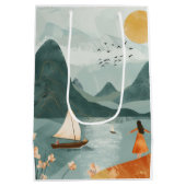 Boho Abstrakt Landschaft (11) Mittlere Geschenktüte (Rückseite)